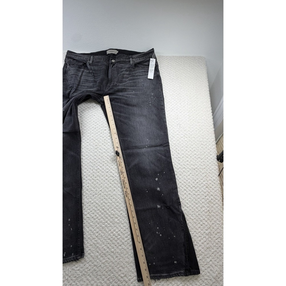 Hudson Walker Kick Flare Jeans Mens 41 Black Paint Splatter Side Gusset Denim - Picture 2 of 7